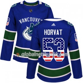 Vancouver Canucks Hockeydrakt Bo Horvat 53 2017-2018 USA Flag Fashion Blå Adidas Authentic - Dame